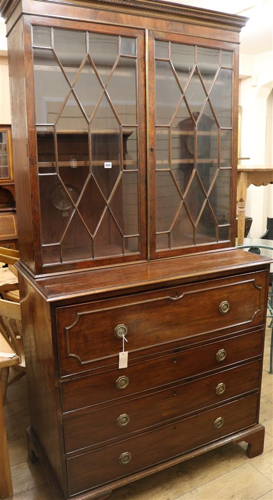 A George III mahogany secretaire bookcase, W.108cm H.216cm